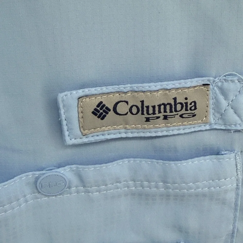 Columbia PFG Crystal Springs Mens M Light Blue Long Sleeve Fishing Shirt XM7102 - Picture 10 of 14